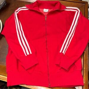 Vintage Adidas Track Jacket Full Zip Men’s Small Size 7  Red 3 Stripes 1970s